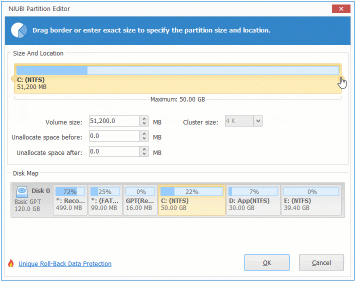 Cドライブを縮小