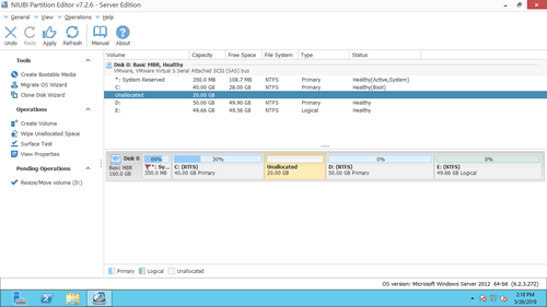 Nicht zugewiesenen Speicherplatz verschieben