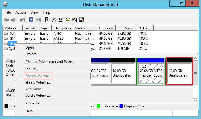 Erweitern deaktiviert