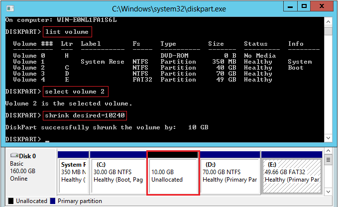 Partition C verkleinert