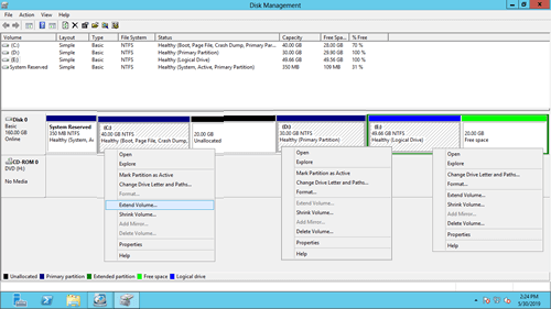 Volume erweitern deaktiviert