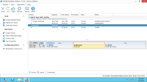 Nicht zugewiesener Speicherplatz verschoben