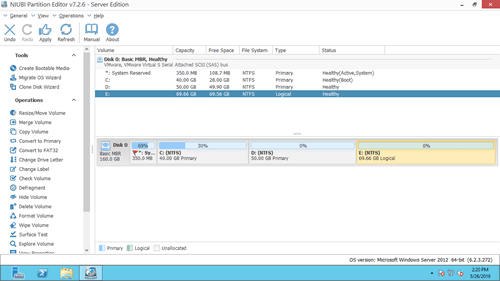 ドライブEが拡張されました