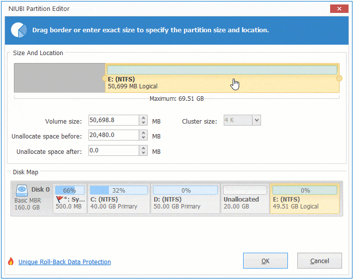パーティションE移動